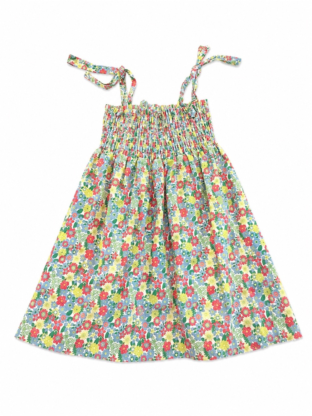 Smocked Floral Tie-Strap Sundress for Girls - Multicolor